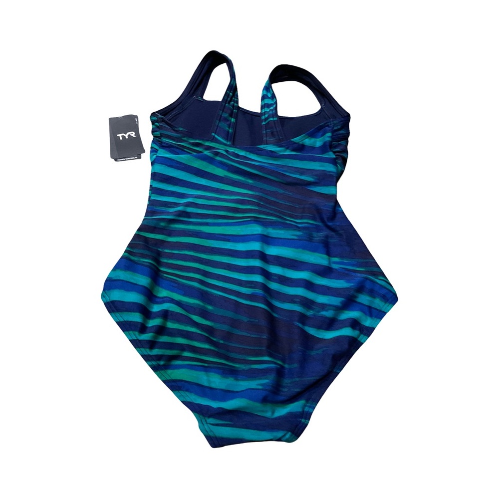TYR Durafast Elite UPF 50 One Piece Swimsuit Blue Green Size 8 NWT - Picture 6 of 11
